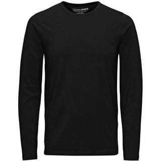 Ensfarvet O-hals Langærmet T-shirt