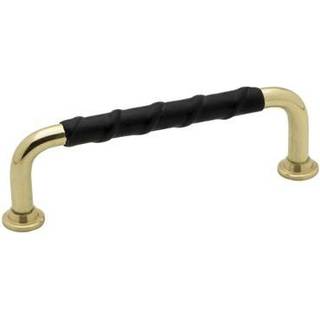 Beslag Design 1353 greb, 96 mm, poleret messing/sort læder