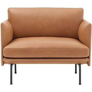 Muuto Outline Lænestol Læder Polstret Cognac/Sort Base