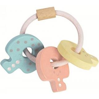 Plantoys Wooden Key Rattle and Teether Toy (5251) | Pastelfarvekollektion | Bæredygtigt lavet af gummi og ikke-giftige maling og farvestoffer