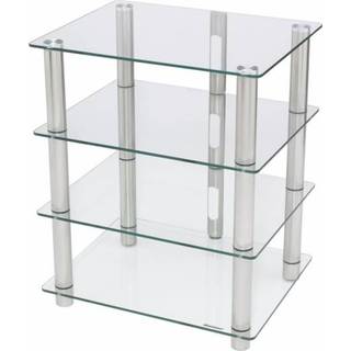 Norstone Epur 4, svart hifi-rack med svarta glashyllor