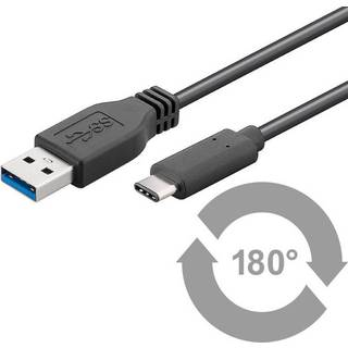 MicroConnect USB-C til USB-A kabel, 3m, sort