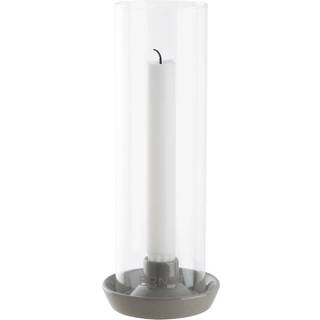 Lysestage med glas, hvid
