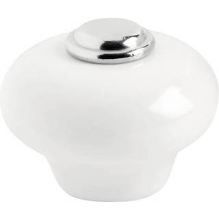 Beslag Design 409 knop, Ø37 mm, forniklet/porcelæn