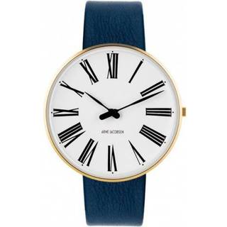 Arne Jacobsen - Roman Ur m. hvid skive og navyblå rem Ø40