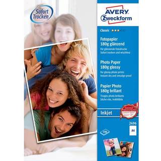 Avery 2496 blaekprinter fotopapir, glossy 180g A4 100ark