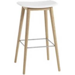Muuto Fiber Barstol Wood Base Hvid/eg - Høj