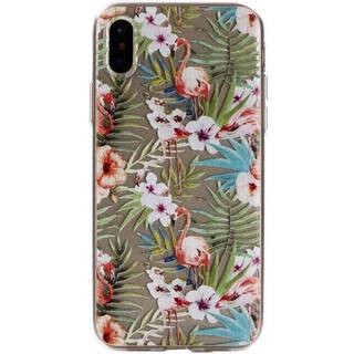 Blødt TPU cover til iPhone X/XS, Flamingo, Plants