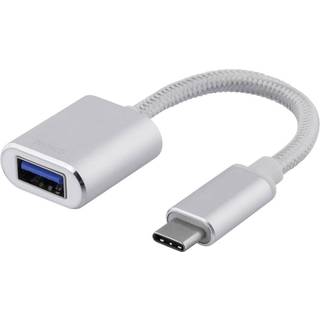 DELTACO USB-C 3.1 Gen 1 to USB-A OTG adapter, alu, retail box, silver