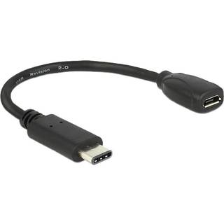 DELOCK 15cm USB 2.0 Adapterkabel schwarz [Stecker Typ C -> Buchse Typ Micro-B]