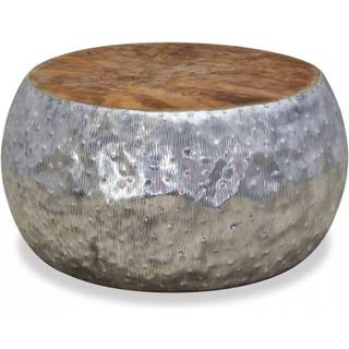 sofabord aluminium teaktræ 60 x 60 x 30 cm