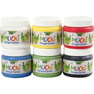 Fingermaling 150 ml. - Basisfarver, 6 stk