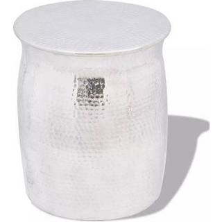 Taburet/Sidebord Hamret Aluminium Farvet - Sølv