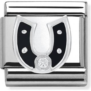 Nomination Classic - SilverShine aus Edelstahl mit 925er Silber, Email und Zirkonia - Hufeisen Schwarz - 330305/11 - silber