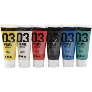 Akrylmaling Metallic - 6 x 20 ml i standardfarver