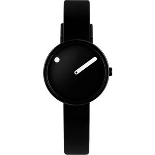 Picto ure - Sort stål med sort silikone rem - 30 mm.**