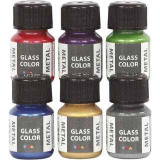 Glass Color Metal Maling - 6 Ass. Farver 30ml
