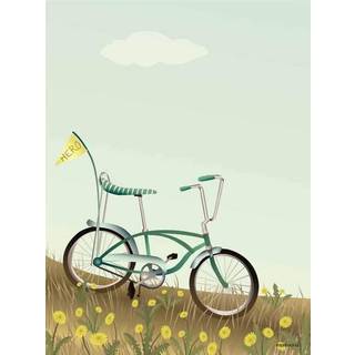 Tilbud: Spar 75% - Bike With a Flag - Plakat 30x40 cm fra ViSSEVASSE