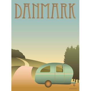 Tilbud: Spar 40% - Danmark Camping - Plakat 15x21 cm fra ViSSEVASSE
