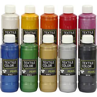 Textile Color Perlemor Maling - 10x250ml Ass. Farver