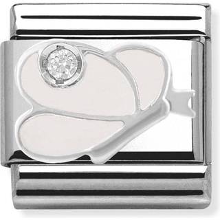Nomination Classic - SilverShine aus Edelstahl mit 925er Silber, Email und Zirkonia - Schmetterling Weiß - 330305/08 - silber