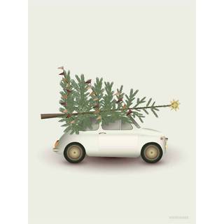 Christmas Tree & Little Car - Plakat 50x70 cm fra ViSSEVASSE