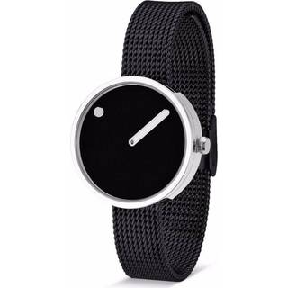 Picto ur - Sort skive, mat IP stål mesh lænke - 30 mm