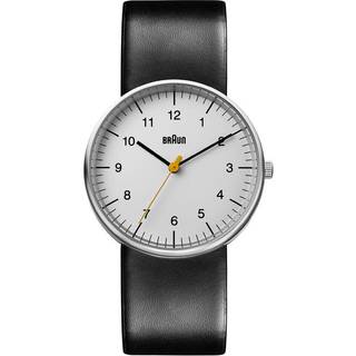 Braun Classic Quartz White Dial Black Leather Strap Men’s Watch BN0021BKG