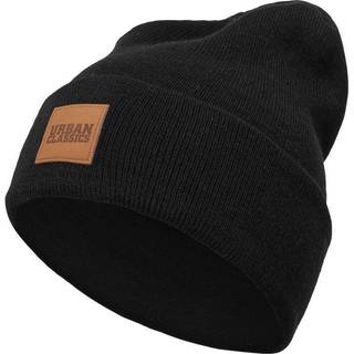 Urban Classics Beanie m. læder patch Sort One Size