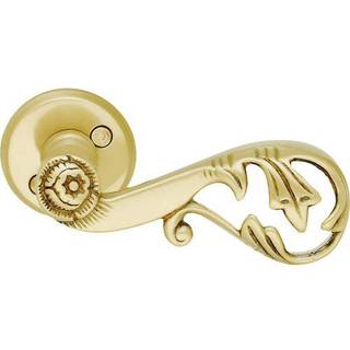 Beslagsboden dørgreb med roset, udendørs, 117 mm, børstet messing