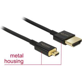 Delock Mini HDMI til HDMI kabel - Ultra Slim - 0.25 m - Hvid