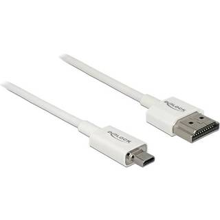 Delock Micro HDMI til HDMI kabel - Ultra Slim - 0.25 m - Hvid