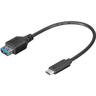 USB-C 3.1 til USB-A Hun forlængerkabel, sort, 0,2m