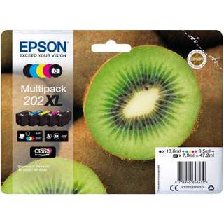 Epson 202 XL combo pack 5 stk - PBK/BK/C/M/Y 2900 sider - Original blækpatron C13T02G74010