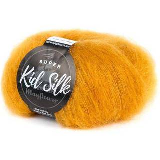 Mayflower Super Kid Silk 110 Baltiske hav Indhold: 76% mohair, 24% silke Vægt/Længde: 25 g = ca. 195 m Anbefalede pinde: 4.5-5 mm Strikkefasthed: 10 x 10 cm = 22 m x 27 p Vask:Håndvask/ Tåler ikke tørretumbling.