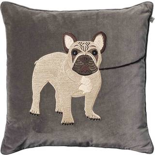 Chhatwal & Jonsson French Bull Dog Pudebetræk 50x50 - Pyntepuder & Betræk Velour Grå - CC940113-12V