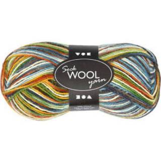 Blå/Rød Strømpegarn - 200m Superwash Uld/Nylon