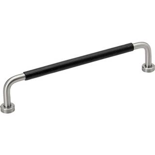 Beslag Design Lounge greb, 160 mm, rustfrit stål look/sort læder