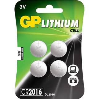 GP knapcelle litium CR2016, 4-pak