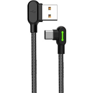 Mcdodo CA 5280 Vinklet USB C til vinklet USB A kabel til synkronisering og hurtig opladning LED sort 0.5m