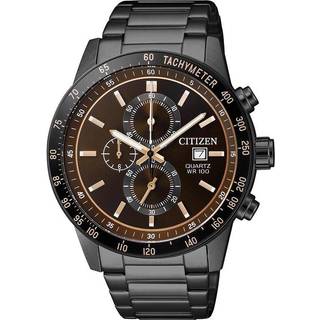 Citizen AN3605-55X Black IP Chronograph Bracelet Watch - W3943