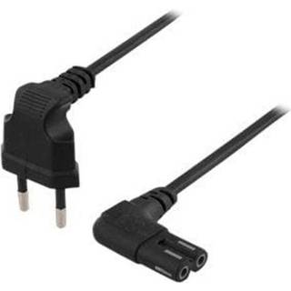 Deltaco Vinklet Powerkabel - 8-talsstik - 0,5 meter - Sort