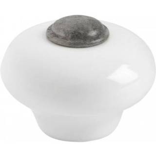 Beslag Design 409 knop, Ø37 mm, tin/porcelæn