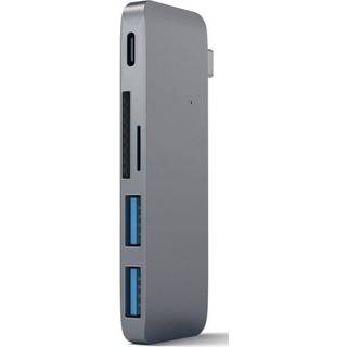 Satechi Hub, 2 x USB 3.0 + 1 x USB 3.0 (oplader), USB 3.1 Type C tilslutning, desktop, space grey USB hub - USB 3.0 - 3 ports - Grå