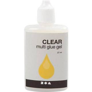 Multilim Gel Klar, 27 ml Klar, vandbaseret lim. Giver en klar, vaskbar og stærk limning til fx filt, stof, læder, træ, glas, papir, smykker m.m.