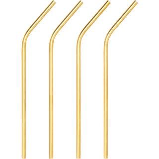 Viski guld metalstrå 8 tommer guldstrå genanvendelige strå til tumblere rustfrit stål drikke halm genanvendeligt halm sæt på 4