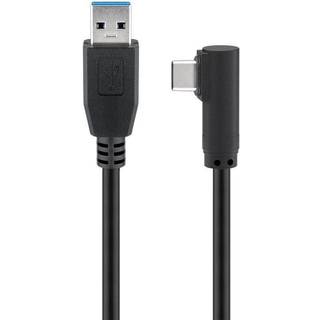 USB 3.0 USB-A til vinklet USB-C kabel, sort | 1,5 meter | PRIS-MATCH