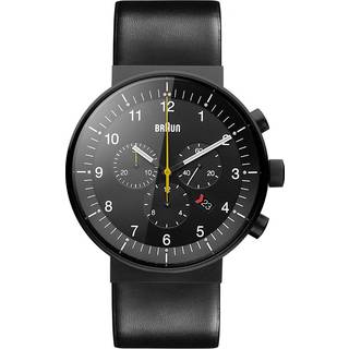 Braun Prestige Quartz Black Dial Black Leather Strap Men's Watch BN0095BKG