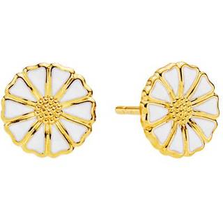 Lund Copenhagen marguerit øreringe 9 mm - forgyldt/hvid - 909009-4-M