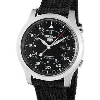 Seiko 5 Automatic Black Dial Black NATO Fabric Strap Men's Watch SNK809K2
